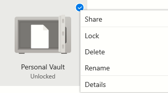 locking, unlocking and renaming Personal Vault