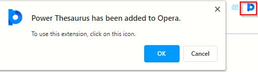 Power Thesaurus installed in Opera