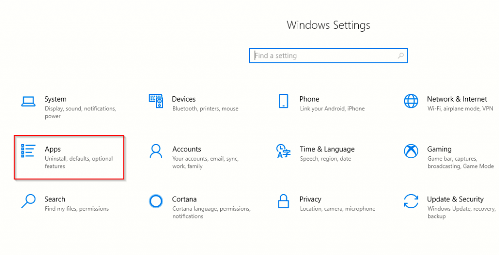 accessing Windows 10 settings