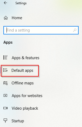 configuring default apps in Windows 10