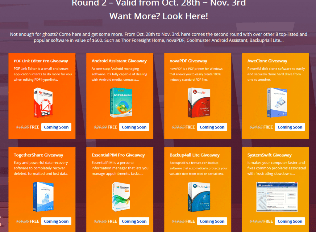 Round 2 of software products available for giveaway from WonderFox 2019 Halloween Giveaway Carnival