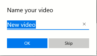 naming the video project in Photo app for Windows 10