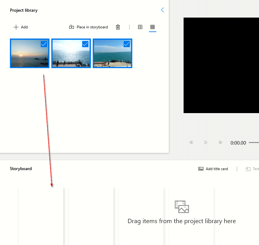 dragging photos and videos to Storyboard in Photo app for Windows 10