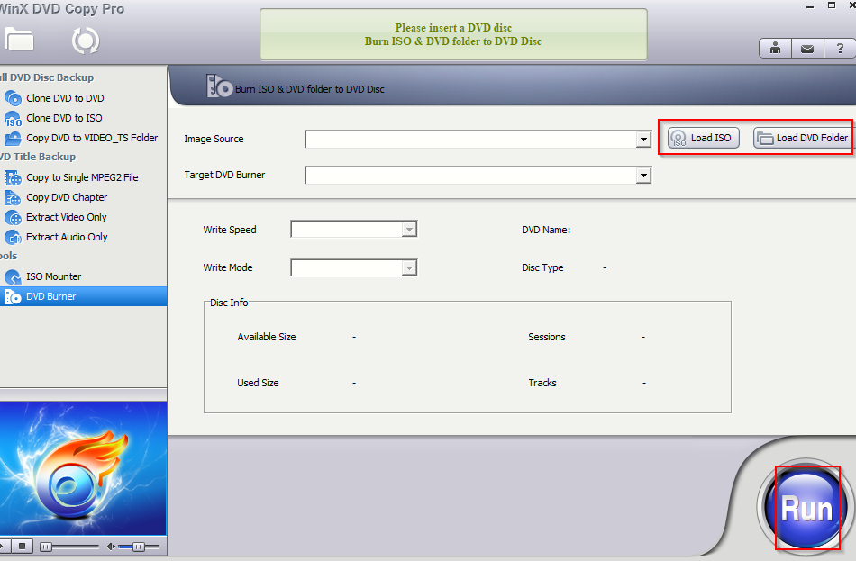 using the DVD Burner tool in WinX DVD Copy Pro