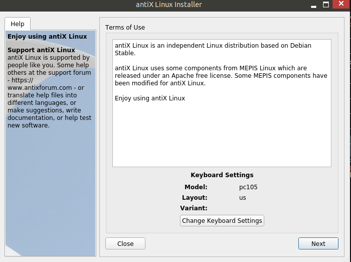 antiX installation process