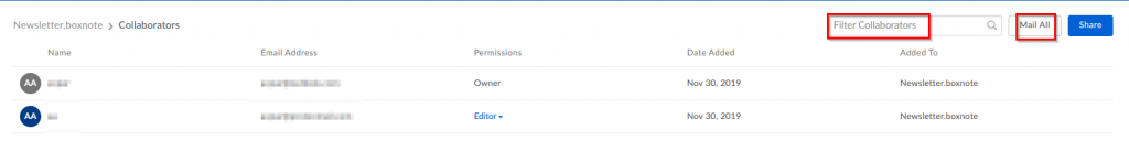 managing collaborators for Box Notes