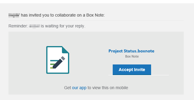 invitation to access and edit Box Notes