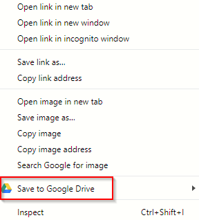 Save to Google Drive add-on enabled in Google Chrome