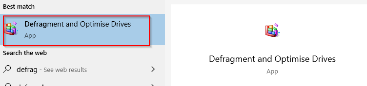 using the defragmenation app in Windows 10