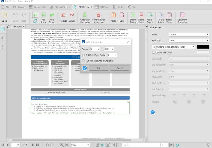 split document for reading in Able2Extract Professional 15