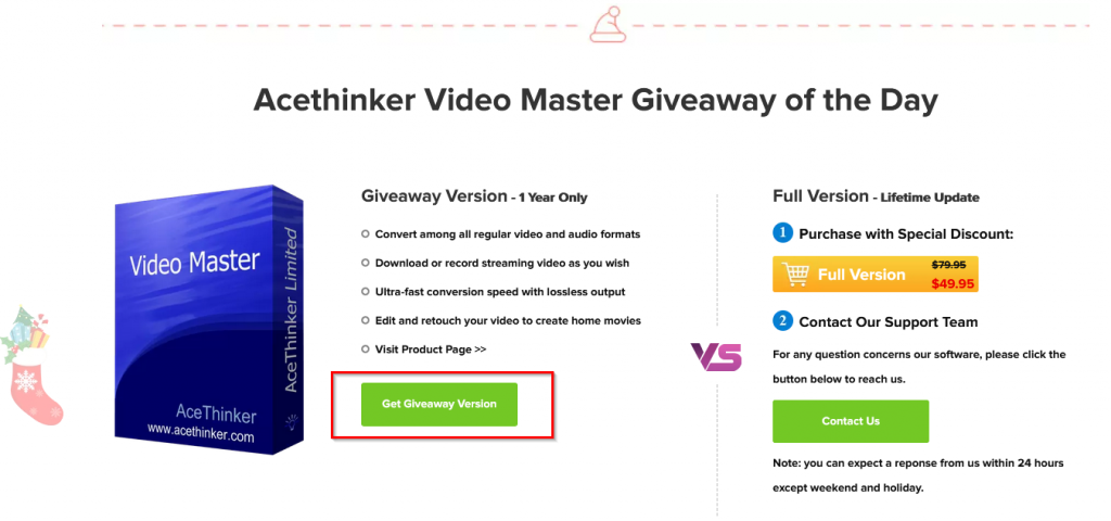 AceThinker Video Master Christmas giveaway page