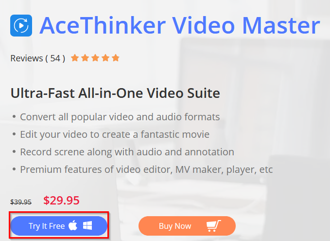 download a trial version of AceThinker Video Master for registering 