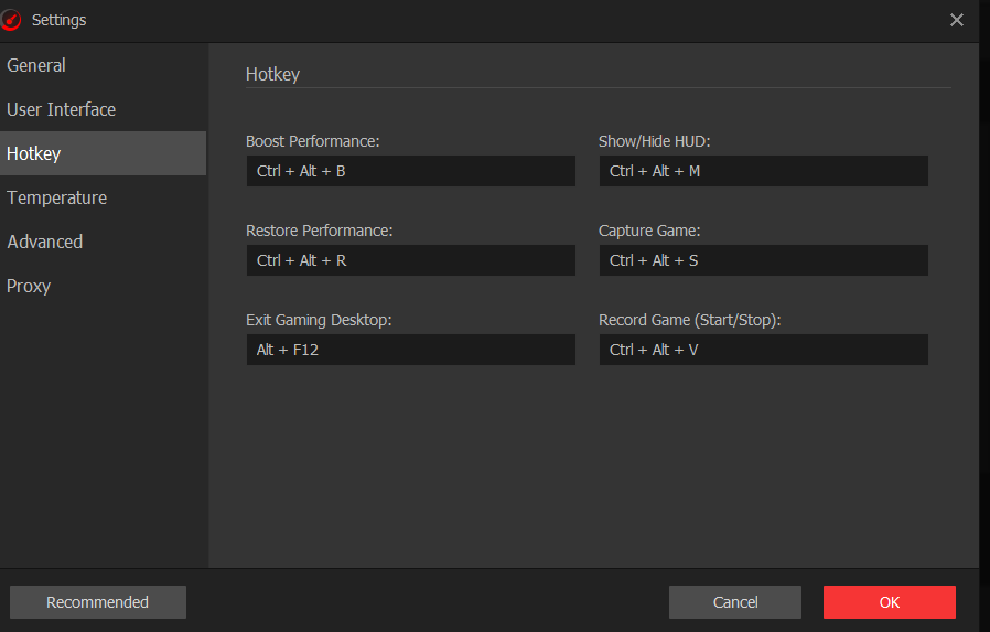 changing hotkey defaults in Smart Game Booster