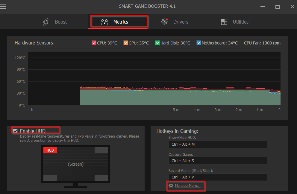 hardware temperature monitoring in Smart Game Booster