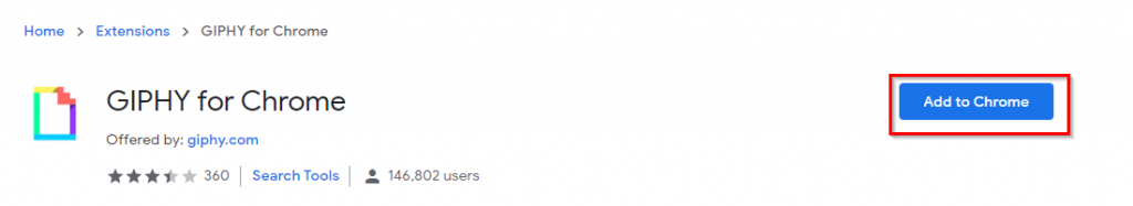 installing GIPHY for Chrome add-on