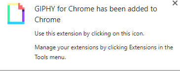 GIPHY for Chrome add-on installed