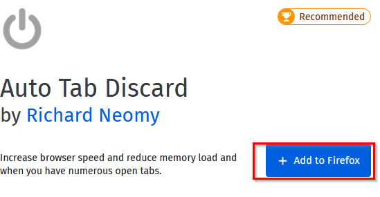 Auto Tab Discard add-on page