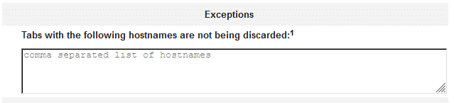 tabs that are always to remain active when using Auto Tab Discard