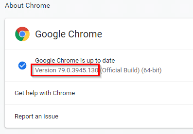 Google Chrome version 79