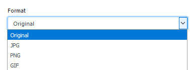 choosing the output format for image in Croppio