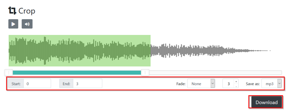 trimming audio files in Croppio