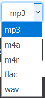 choosing the audio file output format in Croppio