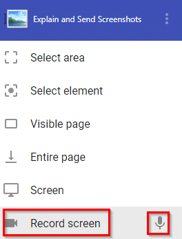 recording screen using Explain and Send Screenshots