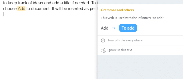 grammar usage error detected by Grammar and Spell Checker add-on