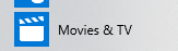 Movies & TV app in Windows 10 start menu