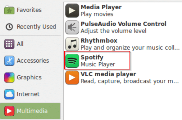 Spotify installed in Linux Mint