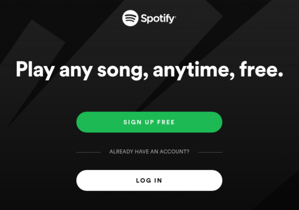 Spotify sign-in screen in Linux Mint