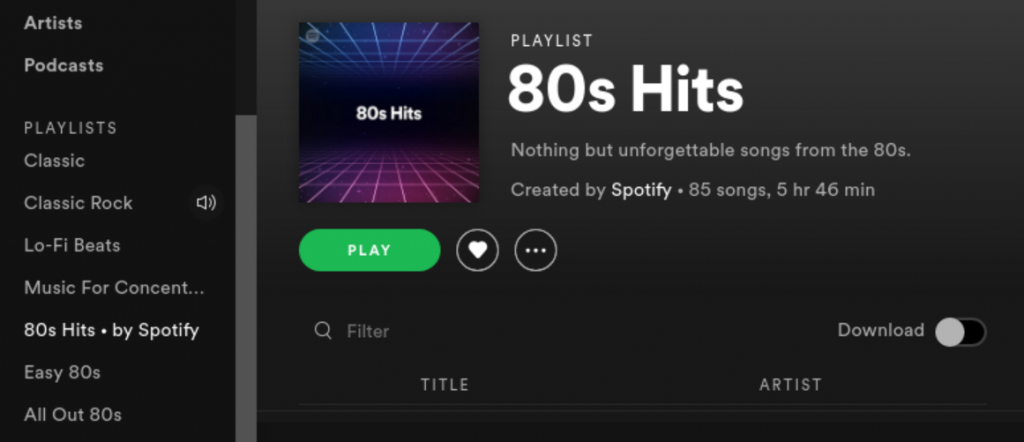 opening an existing playlist for listening in Spotify Linux Mint app