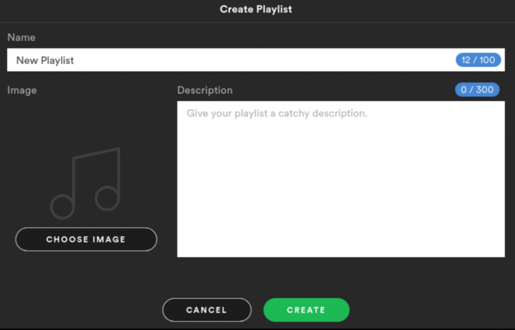 choosing a playlist name in Spotify Linux Mint app