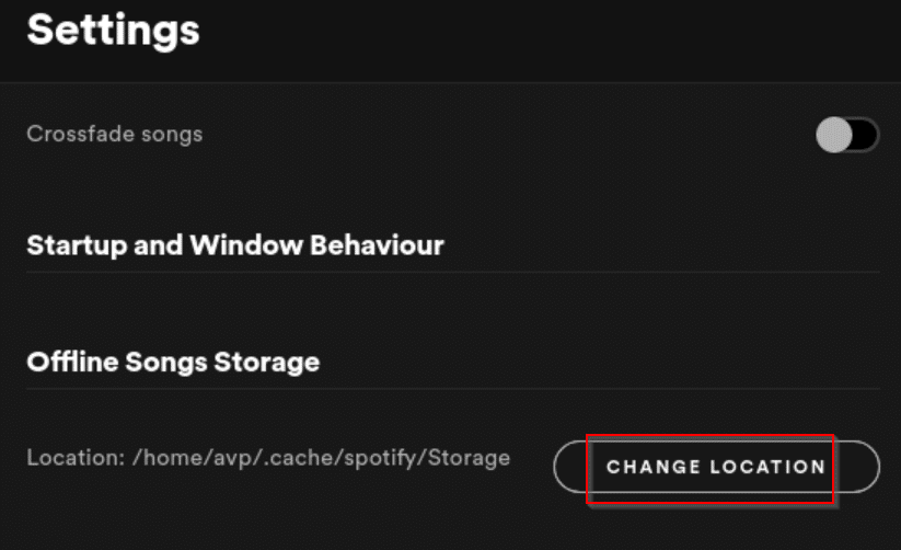 changing the path where offline Spotify songs are stored in Linux Mint