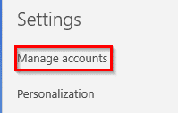 manage accounts options in Windows 10 Mail app