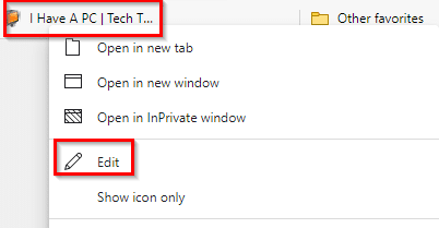 editing existing favorites in the new Edge browser