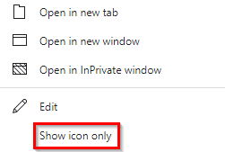 using icon only view for bookmarks in the new Edge browser