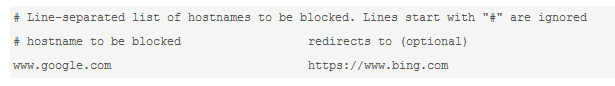 text file format for adding a list of websites to be blocked using Block Site