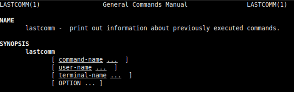 man page for lastcomm