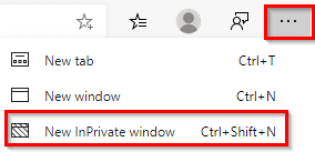 opening a private window in the new Edge browser