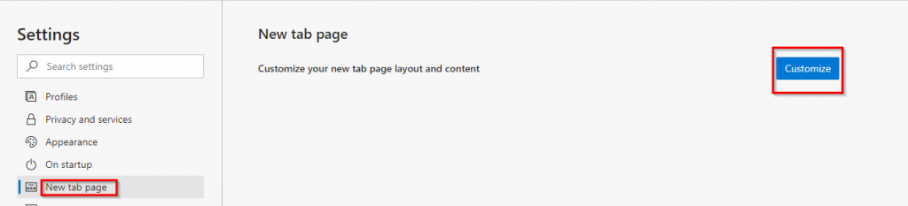 customizing the new tab page in the new Edge browser
