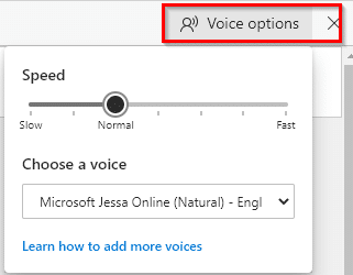 changing voice options for read aloud feature in the new Edge browser