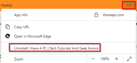 removing sites that are added as an app in the new Edge browser