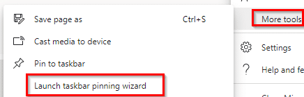 taskbar pinning wizard feature in the new Edge browser