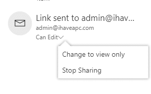 stop sharing file with contacts in OneDrive