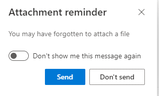 Attachment reminder pop-up in Outlook.com 