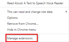 managing Read Aloud for Chrome extension