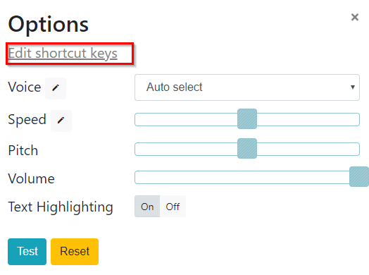 changing various voice related settings in Read Aloud for Chrome