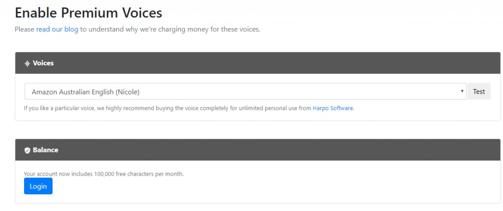 pricing for premium voices to use in Read Aloud for Chrome