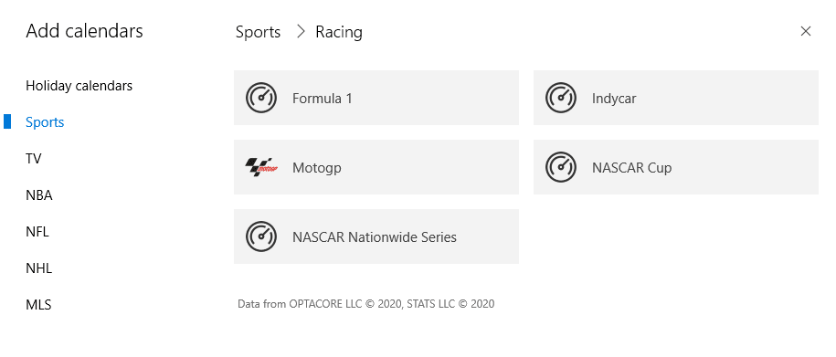 selecting a sporting event for adding to the Calendar app